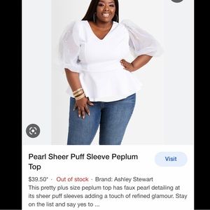 Brand New with tags Ashley Stewart.95%polyester 5%spandex. Sheer sleeve w/pearls